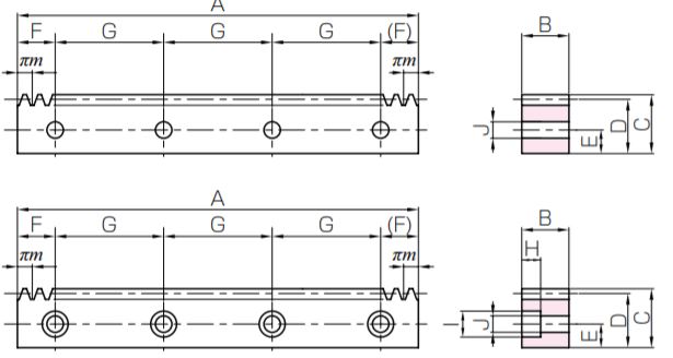 Steel Gear Racks With Mounting Bolts Holes