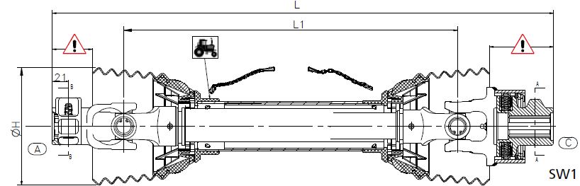 Pto Shaft Ratchet Torque Limiters (SW) And Yoke 1” 3/8 Z6 EC Legislation
